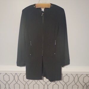 Chic Black Women's Trench Coat by Betu, Zip Closure and pockets,